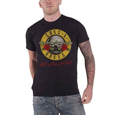 Image of Guns &amp; Roses Men&#039;s N&#039; Not in This Lifetime Tour with Back Print T Shirt, Black (Black Black), X Large