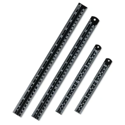 Image of Mr. Pen Stainless Steel Ruler, 4 pcs, 6&quot;, 8&quot;, 12&quot;, 14&quot;, Black, Imperial &amp; Metric Measurements, Metal Ruler Set, mm Rulers, Small Straight Edge, Centimeter