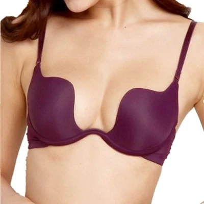 Image of Nature Women&#039;s Essentials Deep U Multi Way Push Up Plunge Bra (Purple 32C)