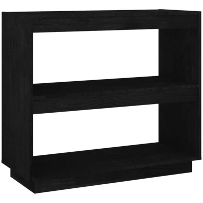 Image of vidaXL Book Cabinet Black 80x35x71 cm Solid Pinewood