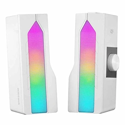 Image of Mars Gaming MSDUOW, Soundbar + 2.0 Speakers, RGB Mesh, Bluetooth 5.0 and Jack, DSP Sound 15W, White