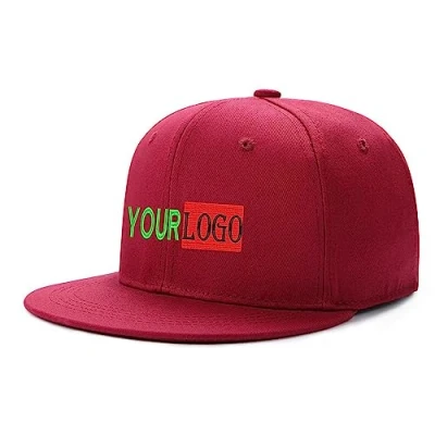 Image of Custom Logo &amp; Text Snapback Hat/Cap Embroidered Front Hip Hop Flat Bill HAt Personalized Brim Hats Rose