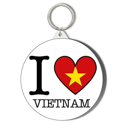 Image of Gift Insanity I LOVE VIETNAM FLAG HEART SHAPED DESIGN 45mm Keyring