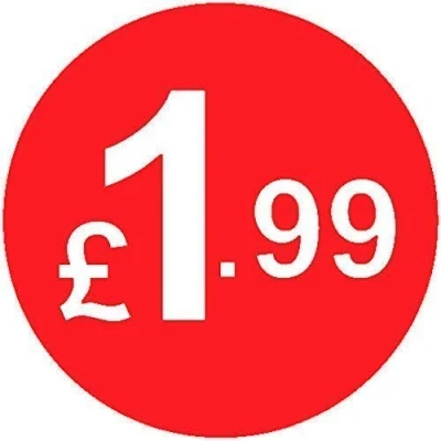 Image of Pack of 500 20mm Price Stickers Choose from 10p to £15 Bright Red Many Prices (£1.99 Red)
