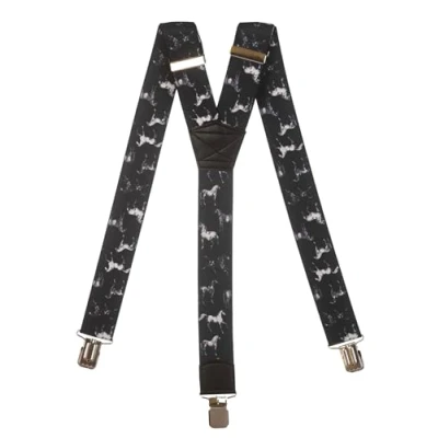 Image of Olata Men&#039;s Heavy Duty Printed Y Shape Braces/Suspenders, 4cm Horse C