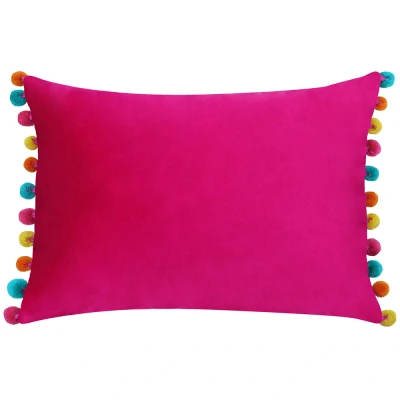 Image of Paoletti Fiesta Velvet Cushion Pink One Size