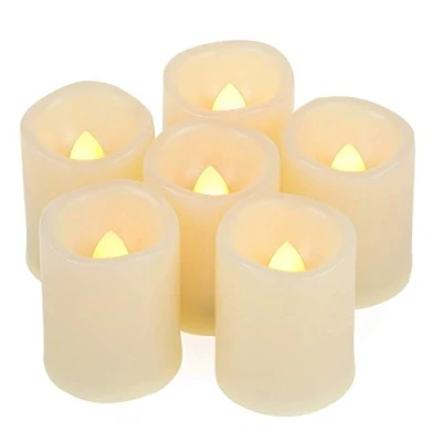 Image of Flameless Flickering LED Votive Tealight Candles Battery Operated with Timer / 6 Hours On and 18 Off Per Cycle, Tea Light for Outdoor Halloween Pumpkin Christmas Decorations