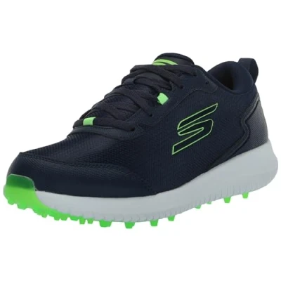 Image of Skechers Men&#039;s Max Fairway 4 Spikeless Golf Shoe Sneaker, Navy/Lime, 10