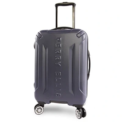 Image of Perry Ellis Delancey II Hardside Carry on Spinner Luggage, Navy