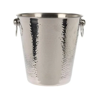 Image of Ice Bucket Hammered Stainless Steel Drink Wine Party Chiller Champagne Cooler with Handles
