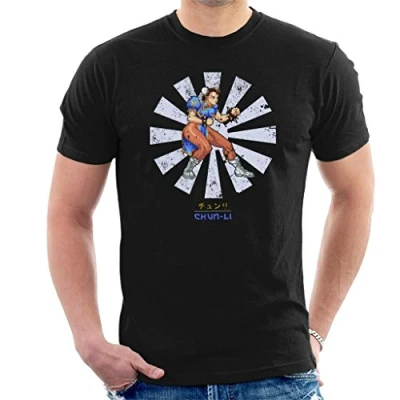 Image of Chun Li Street Fighter Retro Japanese Men&#039;s T Shirt Black