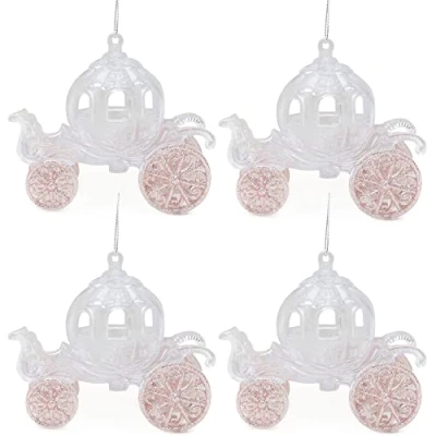 Image of Christmas Concepts® 10cm (4&quot;) Glitter Decorated Princess Carriage Decoration (ROSEGOLD, 4)