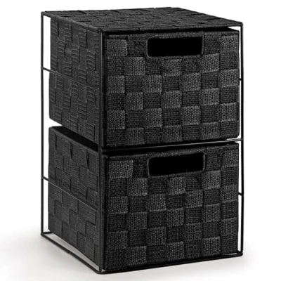 Image of EHC 2 Drawer Storage Cabinet for Bedroom, Bathroom Black