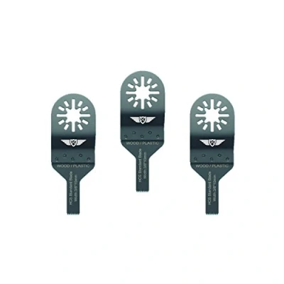 Image of 3 x 10mm TopsTools UN10F_3 Wood Cutting Blades Compatible with Bosch Fein (Non StarLock) Makita Milwaukee Einhell Ergotools Hitachi Parkside Ryobi Worx Workzone Multitool Multi Tool Accessories