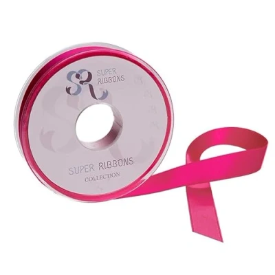 Image of SR Super Ribbons®™ Full Reel 3mm Double Faced Satin Ribbon, 50 Metres on Hot Pink