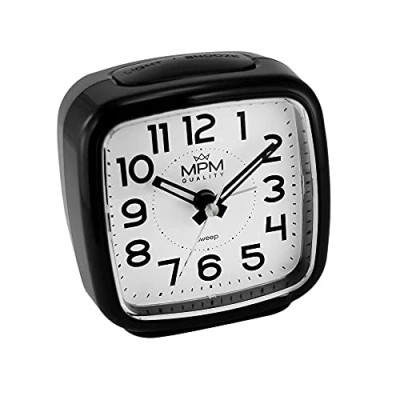 Image of MPM Quality Alarm Clock, Plastic Glass, Black/Lumini, 80 x 51 mm
