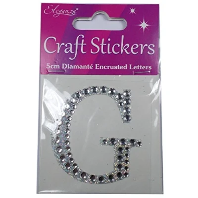 Image of Craft Stickers 5cm Diamante Encrusted Letters &amp; Numbers (G)