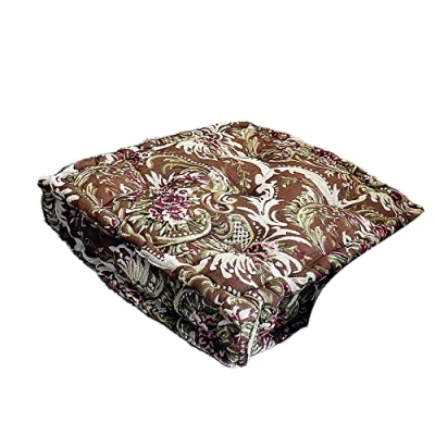 Image of Easylife Tapestry Armchair Booster Cushion, 100% Cotton Cover, Bounce Back Polyester Fill, Chair Cushion Support, Seat L50 x W50 H10cm Fully Guaranteed Brown