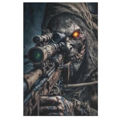Image of Dead Army Zombie Soldier Wooden Jigsaw Puzzles 1000 Pieces Puzzle Family Activity Educational Games for Adults And Kids Age 12 Years Up （78x53cm）