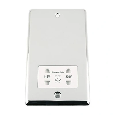 Image of Shaver Socket Dual Voltage 115V/ 230V Polished Chrome Classic White Insert