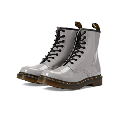 Image of Dr. Martens Womens 1460 Patent Lamper 8 Eye Boot, Zinc Grey Lamper, 4 UK