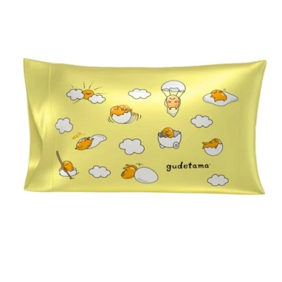 Image of Franco Collectibles Hello Kitty &amp; Friends Gudetama Beauty Silky Satin Standard Pillowcase Cover 20x30 for Hair and Skin, (Official Licensed Product)