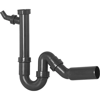 Image of Cornat Tubular Odour Trap for Sinks 2 inch x 50 mm with Device Connection and 45 Branch Made Plastics Recyclable Packaging / T353104R, Gray, 1 1/2 Zoll