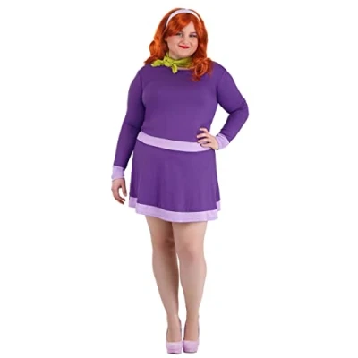 Image of Women&#039;s Plus Size Scooby Doo Daphne Fancy Dress Costume 1X Purple, White