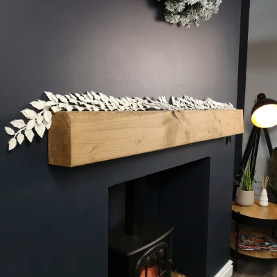 Image of 1.8m White Glitter Leaf Christmas Garland Decoration with Hanging Loop