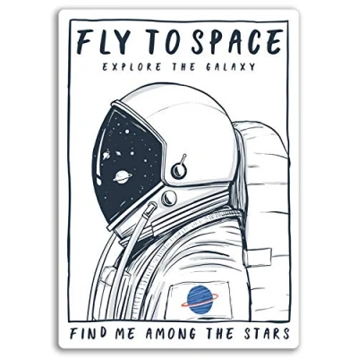 Image of 2 x 10cm Astronaut Vinyl Stickers Space NASA Stars Sticker Laptop #17521 (10cm Tall)