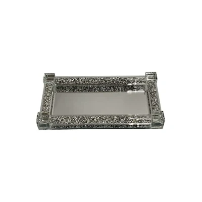 Image of Sparkle PALACE® Crushed Diamond Crystal Filled Salt and Pepper Tray Silver Kitchen Accessories Ideal for Gifting