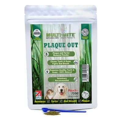 Image of Plaque OUT Pouch Tartar Off Remover, 100% Natural &amp; Organic Bad Breath Teeth Gum Care for Dogs Cats (750g)