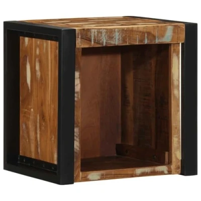 Image of vidaXL bedside cabinet multicolour 40x35x40 cm reclaimed solid wood wall mounted nightstand for bedroom storage