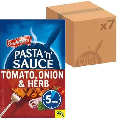 Image of Batchelors Pasta &#039;n&#039; Sauce Tomato, Onion &amp; Herb Ready Meal, 99 g Packet (Pack of 7)