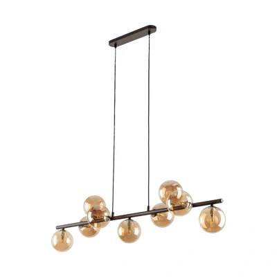 Image of Ester Bar Pendant Ceiling Light Brown, Amber Glass 9xG9