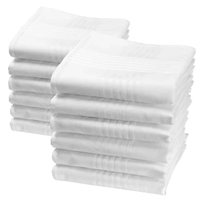 Image of &quot;Valentin&quot; white handkerchiefs 15&quot; square 12 units