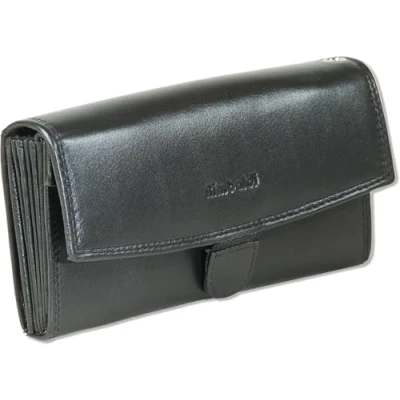 Image of Rimbaldi® Professional waiter&#039;s wallet with double button closure and specially reinforced coin compartment made from natural, soft cowhide leather in black