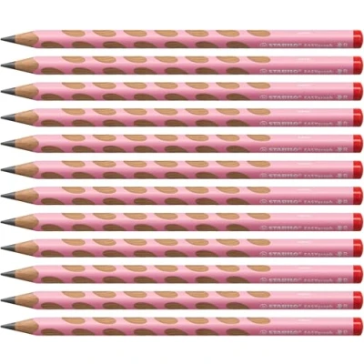 Image of STABILO Ergonomic Graphite Pencil EASYgraph Pastel Right Handed Pack of 12 Pink HB