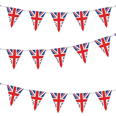Image of amscan 9913042 RWB GB Flag Paper Pennant Bunting (6pcs, 5m)