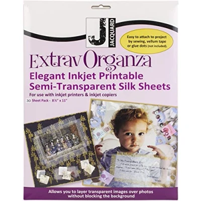 Image of Jacquard Ink Jet Fabric 8.5&#039;&#039; x 11&#039;&#039; Silk Organza Sheets (30 Pack)