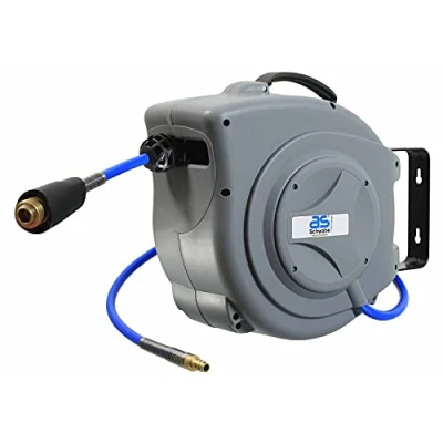 Image of as Schwabe 12612 Automatic Air Pressure Hose Roller with 15 m Woven PVC 10 x 16 IP20 Internals Grey