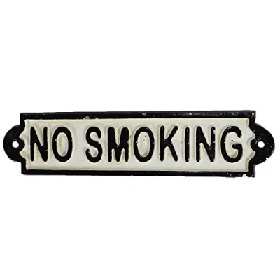 Image of No Smoking Cast Iron Sign Plaque Door Wall Fence Post Cafe Shop Pub Hotel Bar
