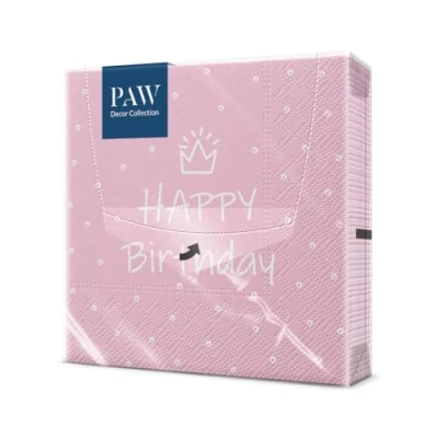 Image of PAW 3 Ply Paper Napkin (33 x 33 cm) I Pack of 20 Perfect for Parties, Birthdays, Celebrations Table Decoration Ideal Birthday Party Special Day Light Pink