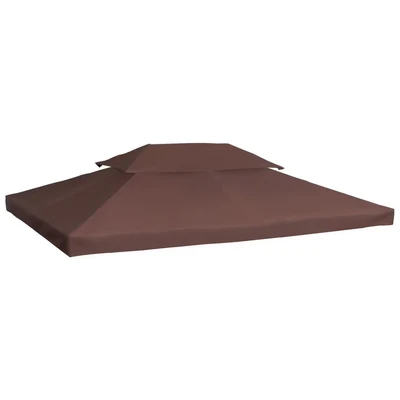 Image of Outsunny 3x4m Gazebo Replacement Roof Canopy 2 Tier Top UV Cover Garden Patio Brown
