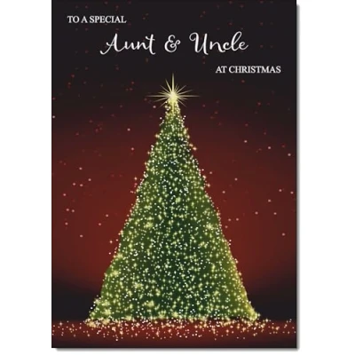 Image of doodlecards Aunt and Uncle Christmas Card Green Tree Medium Size for &amp; with Plain Envelope