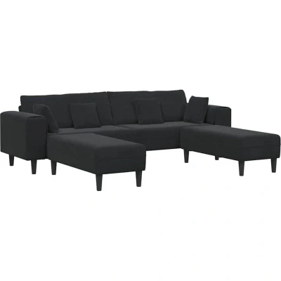 Image of vidaXL Velvet Sofa with Cushion Pillow 3 pcs Black