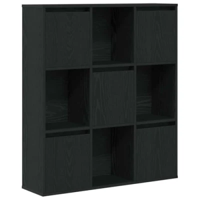 Image of vidaXL Bookcase Black Oak Engineered Wood 89x24x101.5 cm Modern Freestanding Bookshelf/Display Cabinet for Living Room/Office