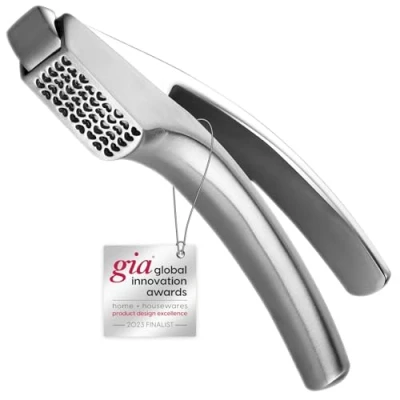 Image of Garlic Press Stainless Steel, No Need to Peel Mincer Tool for Coarse Garlic, Detachable Easy Cleaning, Masher and Presser, Dishwasher Safe Crusher with 5 Year Warranty