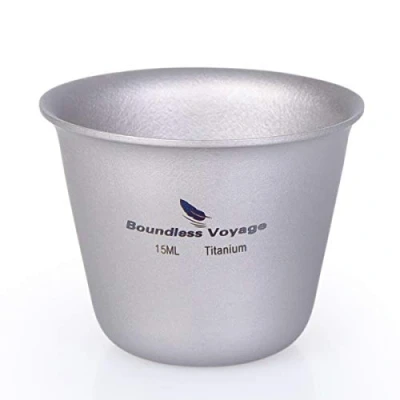 Image of iBasingo 15ml Titanium Mini Sake Cup Outdoor Camping Picnic Party Whiskey Wine Tea Flask Flagon Drinking Mug Drinkware Ti3069D (1 PC)