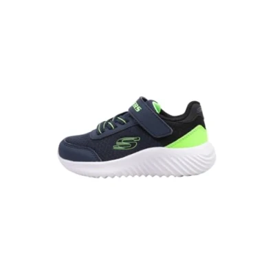 Image of Skechers Boys Bounder Sneaker, Navy Lime, 4 UK Child